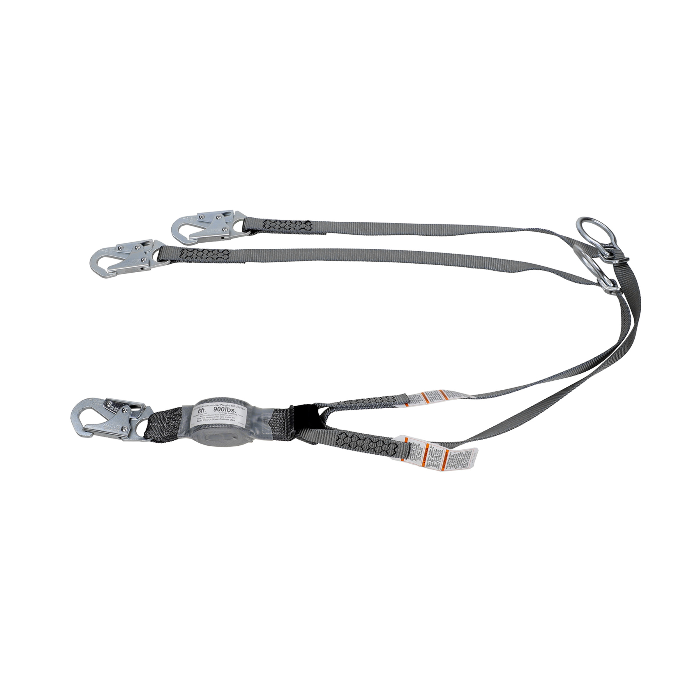 V-Series Standard twin-leg adjustable energy absorbing lanyard, Tie-back, 6', 36C snaphook,ANSI Z359.13